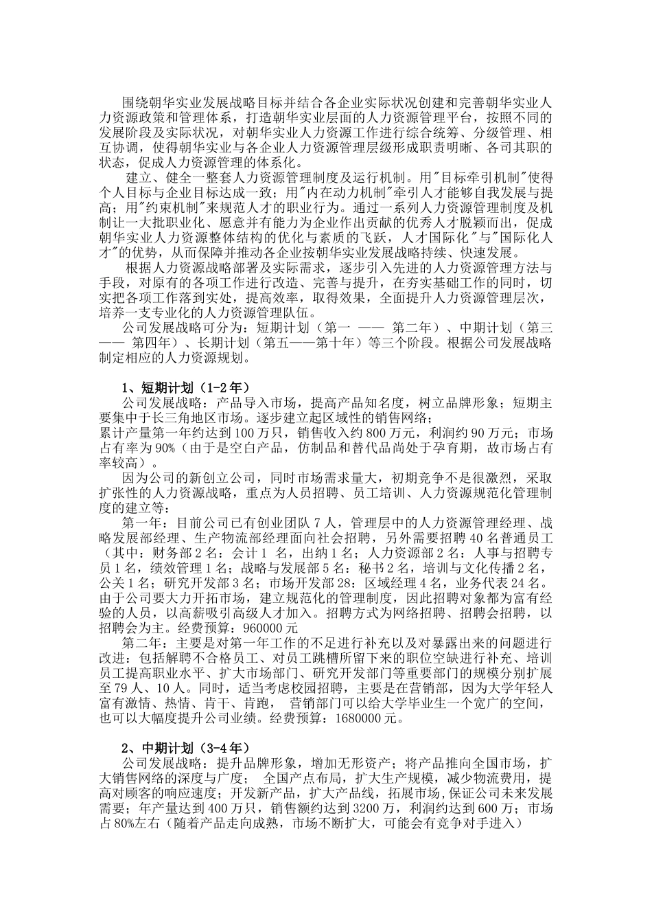 某实业公司人力资源管理规划书_第2页