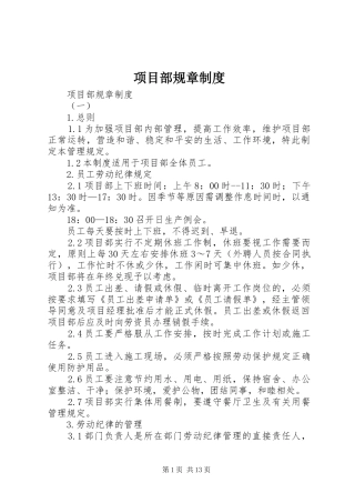 项目部规章规章制度 