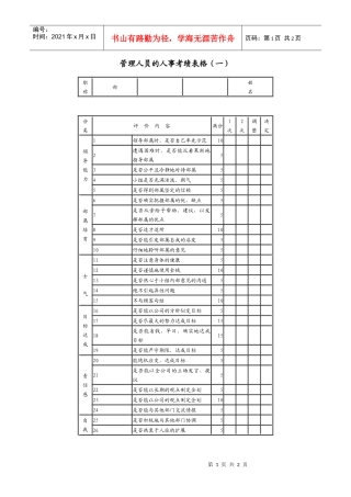 管理人员的人事考绩表格（一)