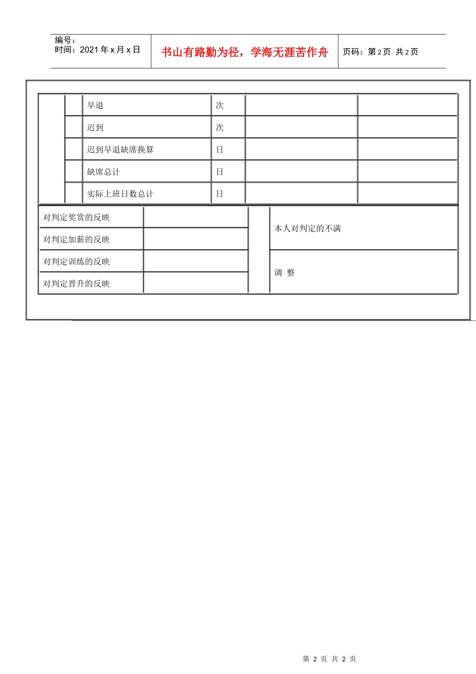 管理人员人事考绩表格（B）_第2页