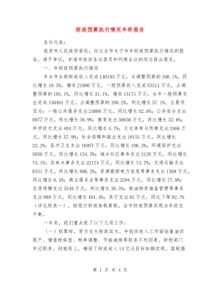 财政预算执行情况年终报告