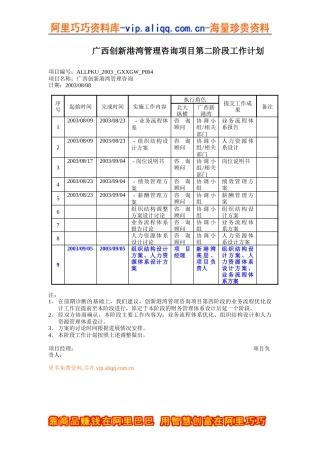 广西创新港湾管理咨询项目第二阶段工作计划