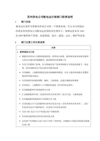 苏州供电公司配电运行部部门职责说明