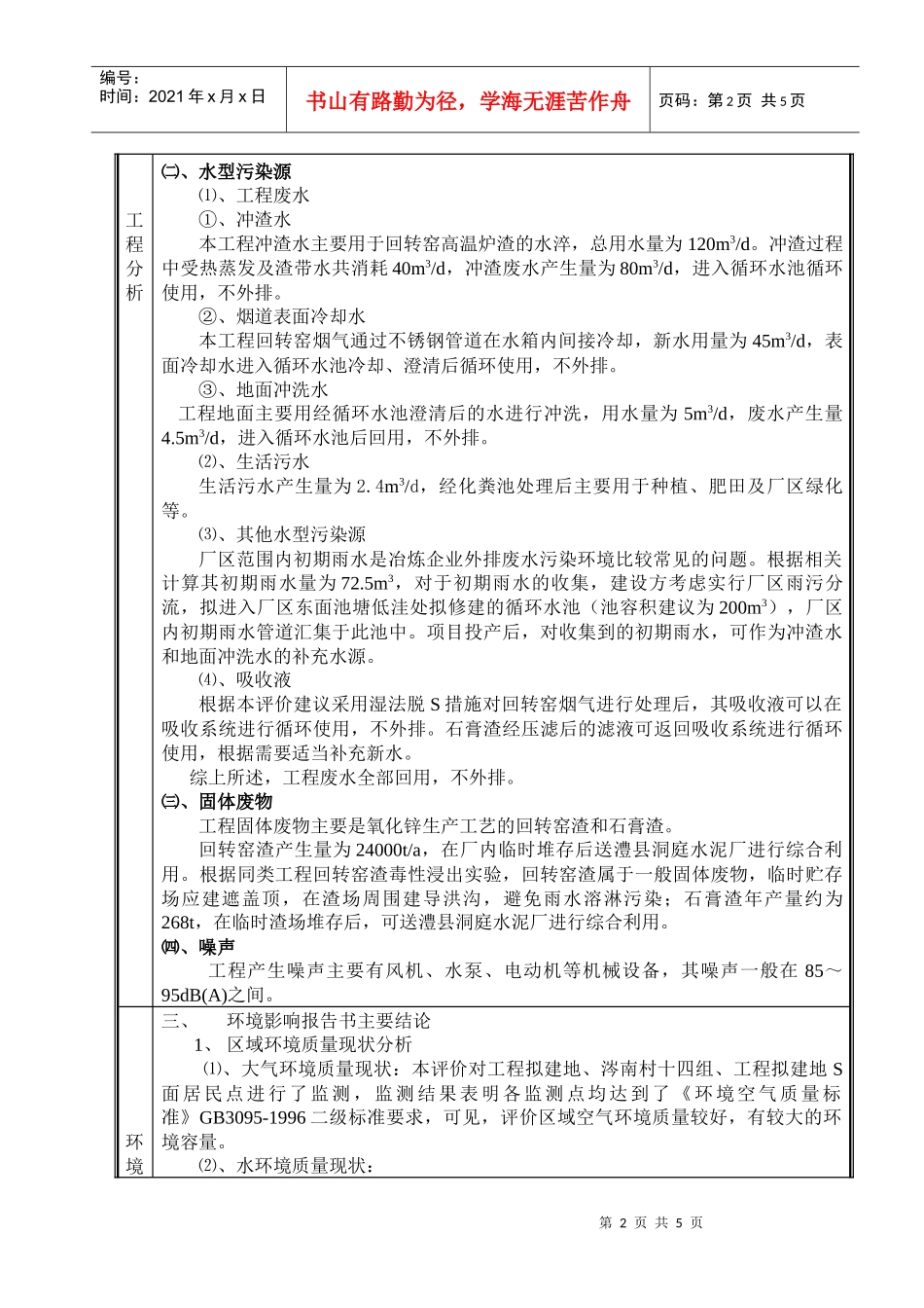 澧县星星社会福利铸造厂废渣回收3000ta次氧化锌建设..._第2页