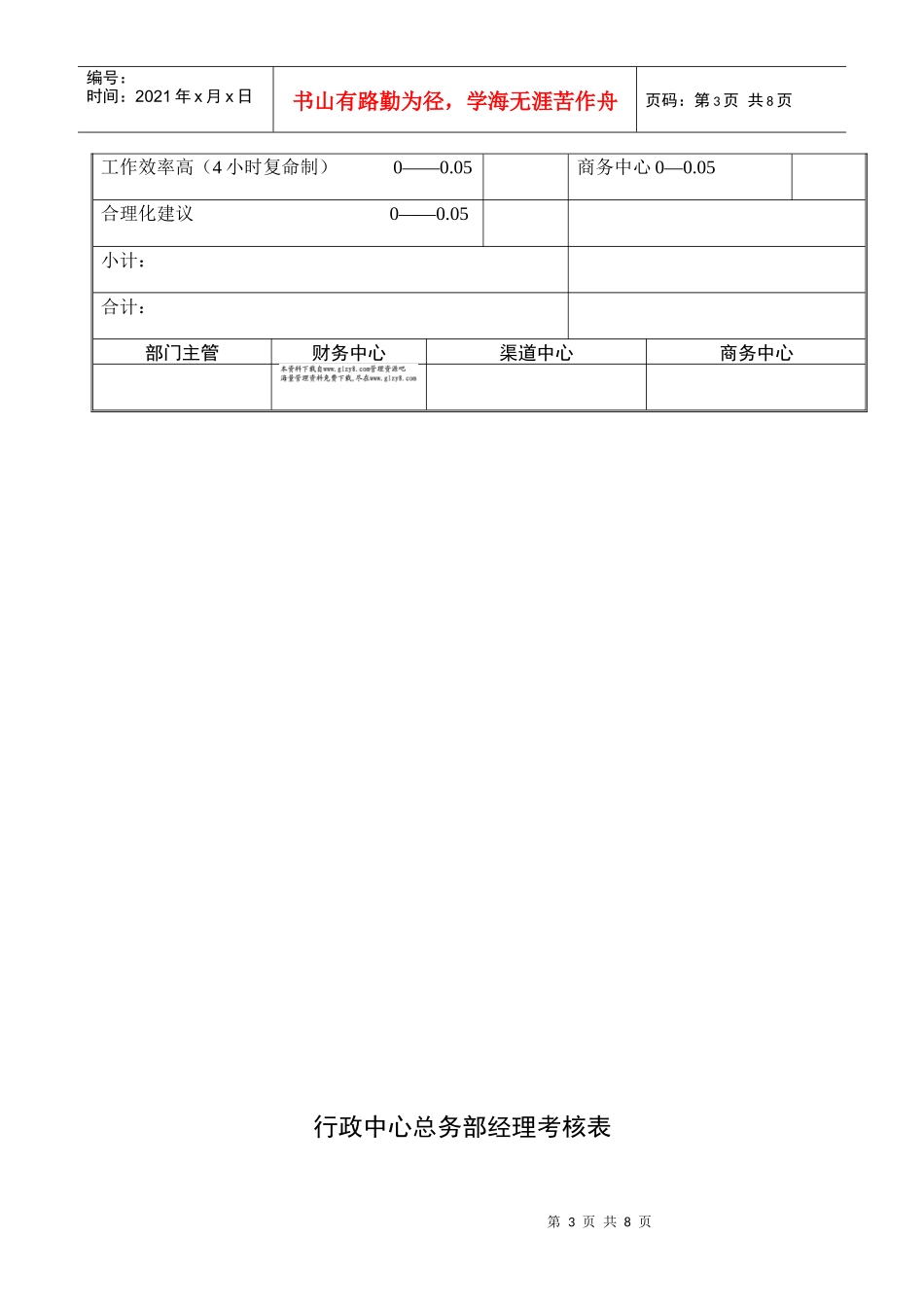 行政中心考核表_第3页