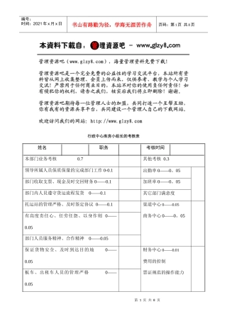 行政中心考核表