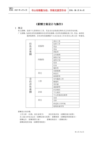 薪酬方案设计与操作大全个