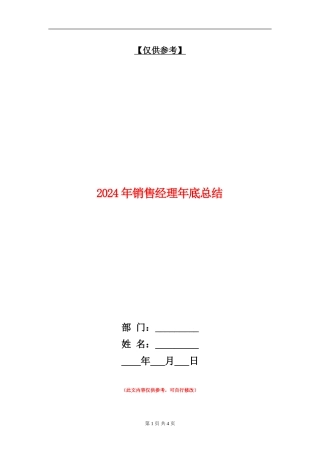2024年销售经理年底总结