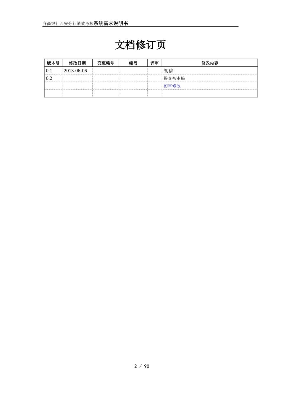 齐商银行西安分行绩效考核系统需求说明书v11_第2页