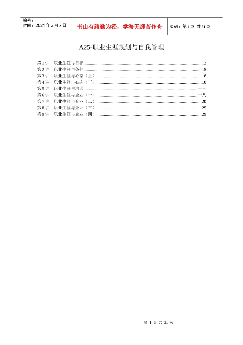 职业生涯规划与自我管理概述_第1页