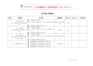 生产部考核指标