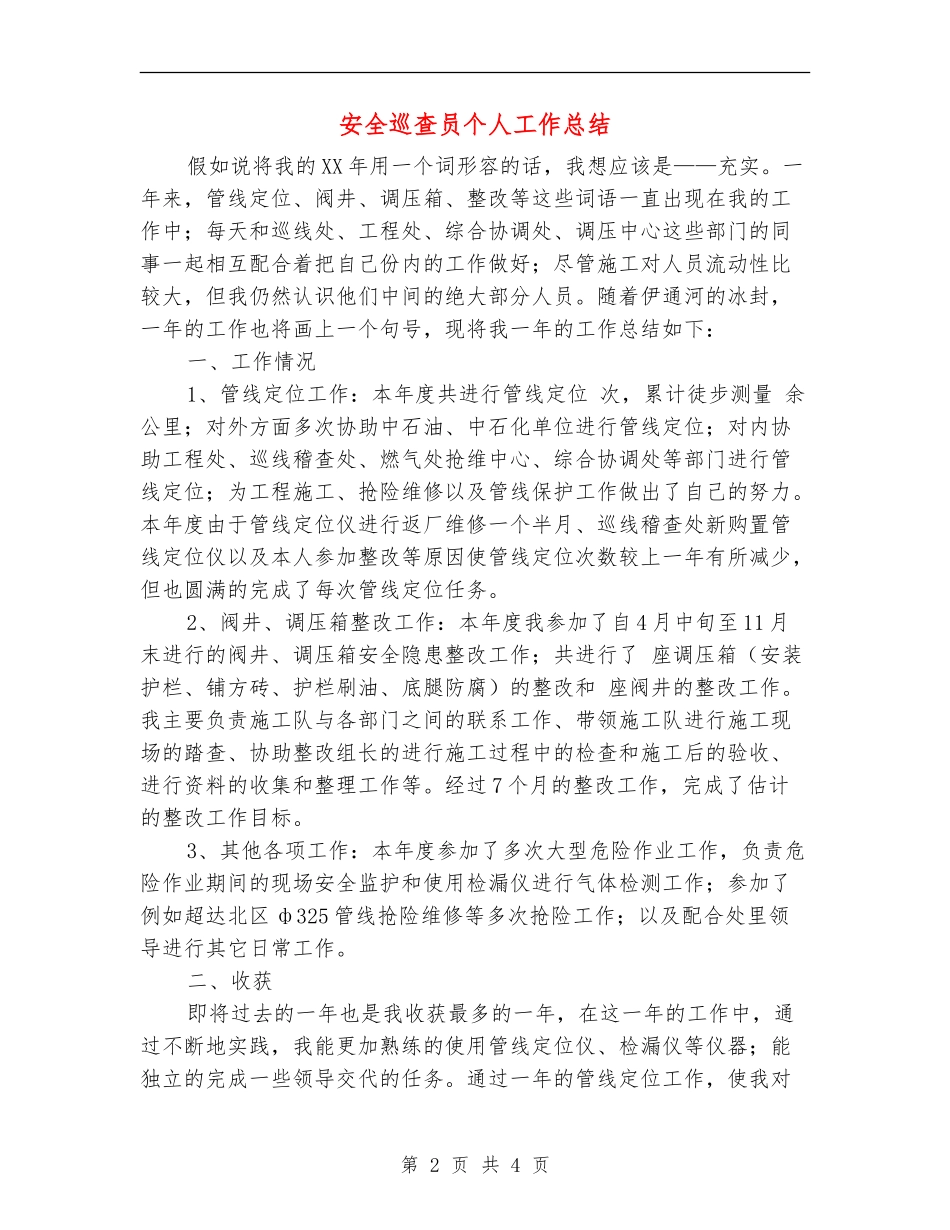 安全巡查员个人工作总结_第2页