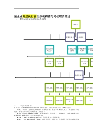 某企业高层执行官组织机构图与岗位职责描述（DOC 59页）