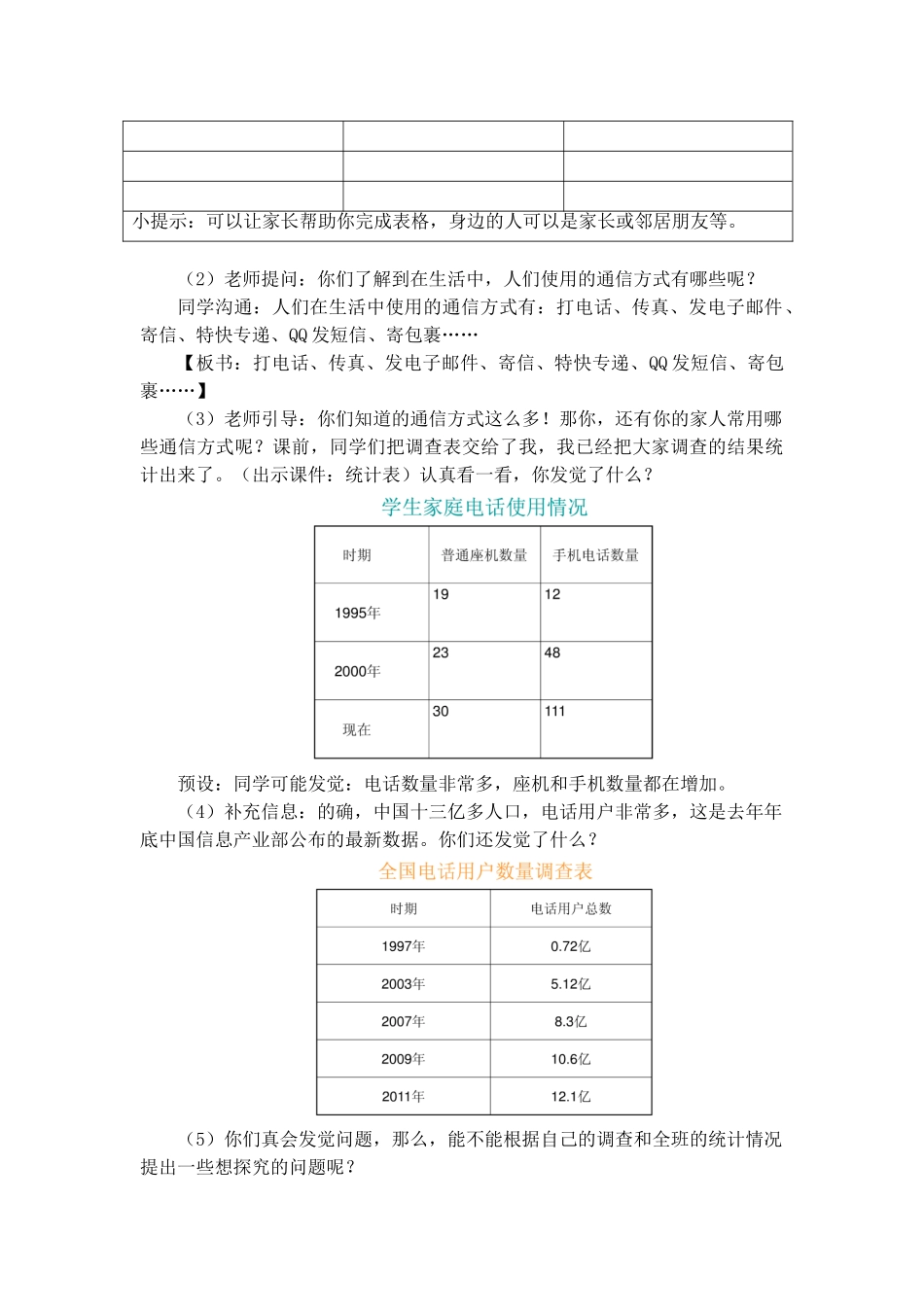 2024春山东版品社五上《便捷的通信》word教学设计_第3页