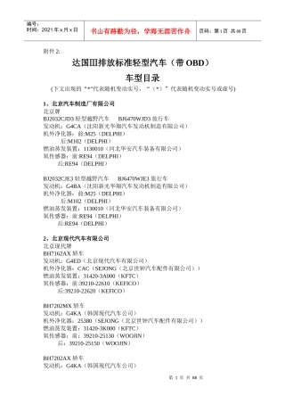 达国排放标准轻型汽车(带OBD)