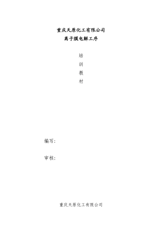 离子膜电解工序培训教材