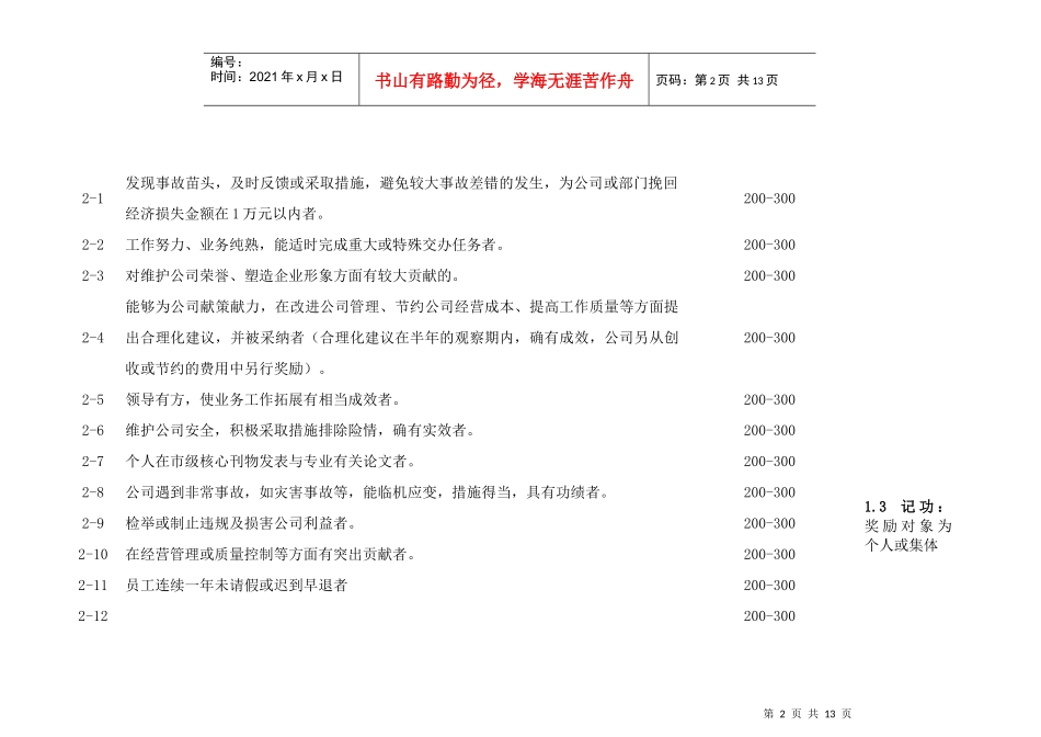 某公司员工正、负激励条款_第2页