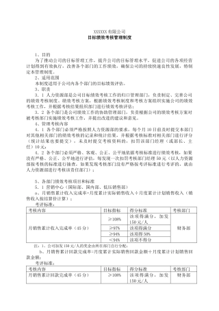 某大型公司绩效考核制度及考核指标