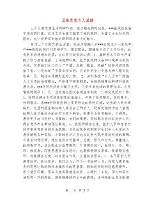 卫生支农个人总结