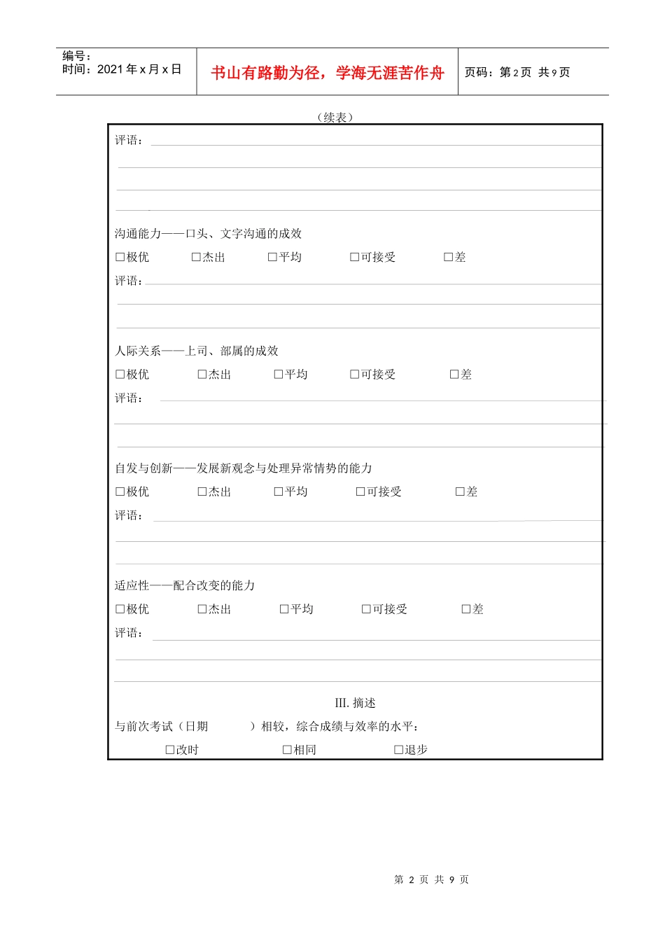 某公司职员绩效考核记录表_第2页