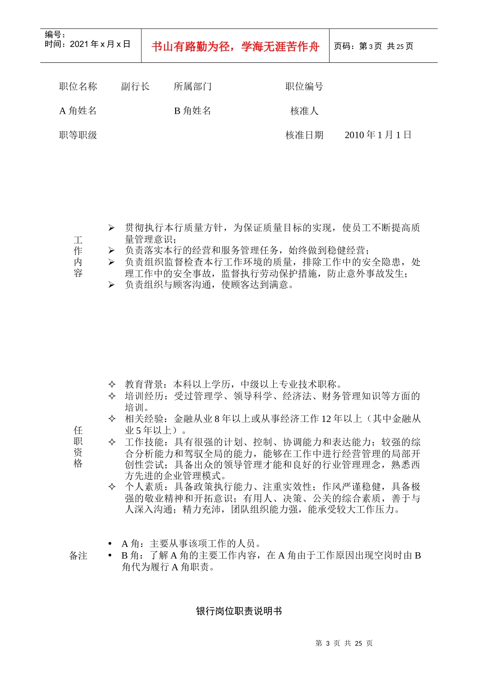 某商业银行全员岗位职责说明书_第3页