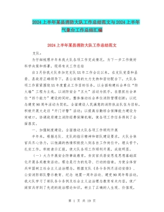 2024上半年某县消防大队工作总结范文与2024上半年气象台工作总结汇编
