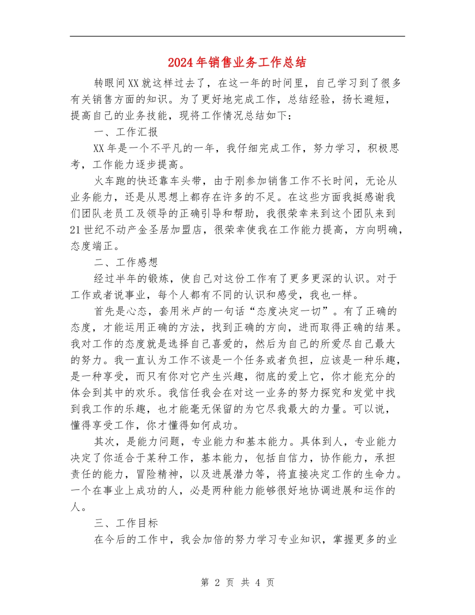2024年销售业务工作总结_第2页