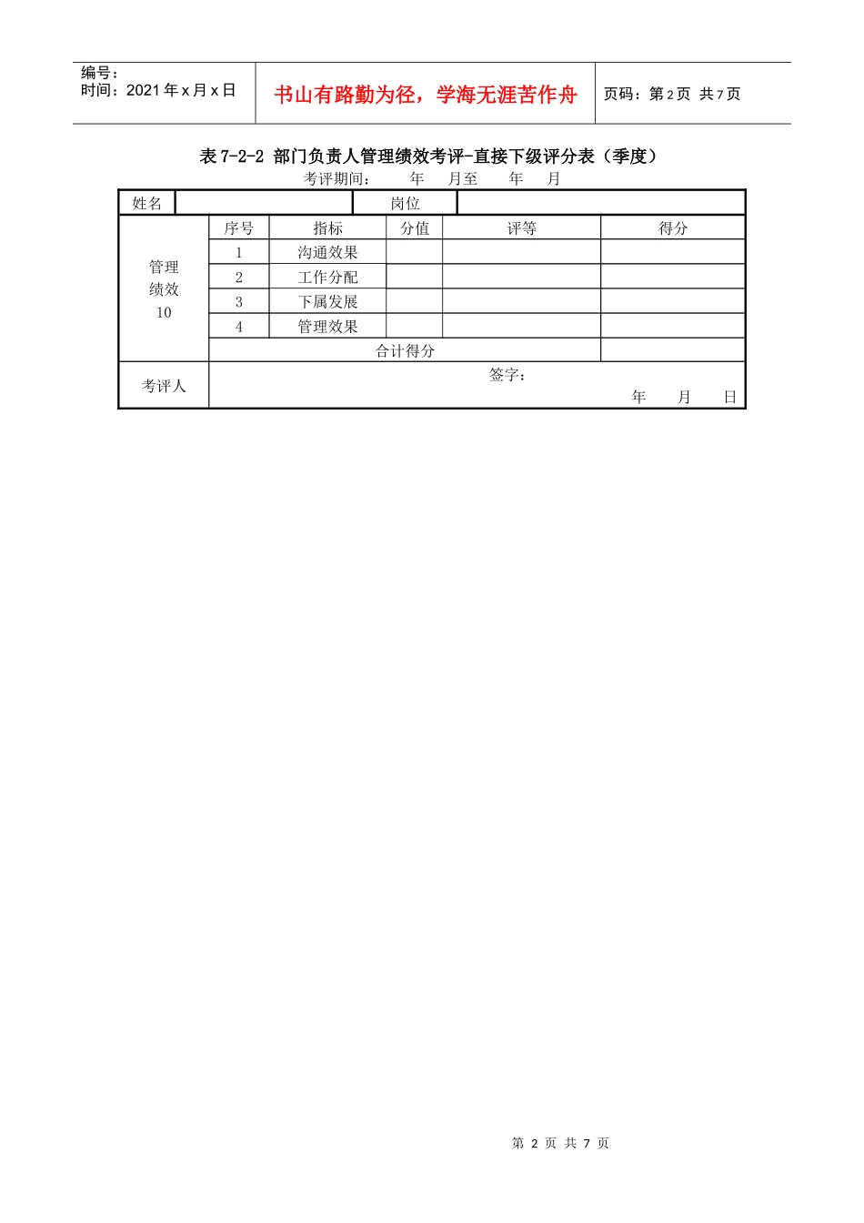 某集团公司部门负责人绩效考评汇总表._第2页