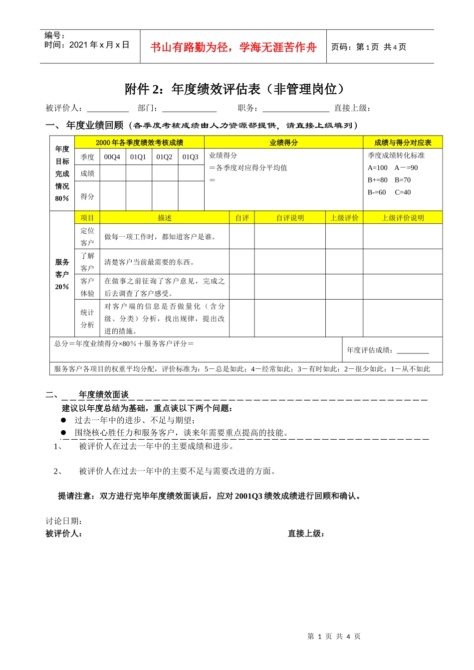 非管理岗位考核表_第1页