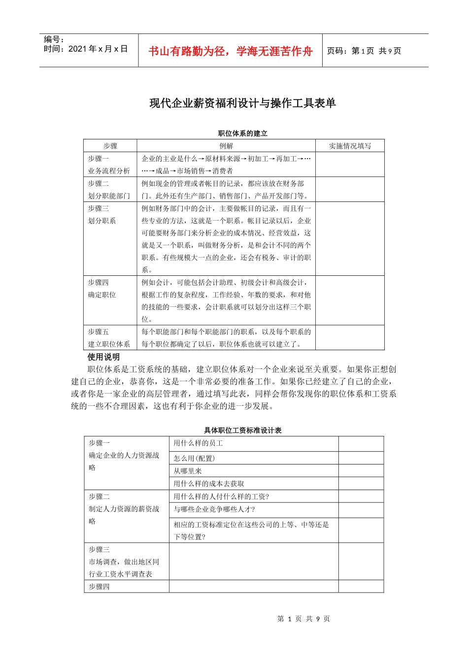 现代企业薪资福利设计及系列表单(1)_第1页