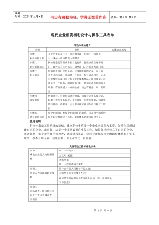 现代企业薪资福利设计及系列表单(1)
