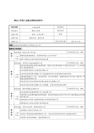 航材院群众工作部党务干事职务说明书