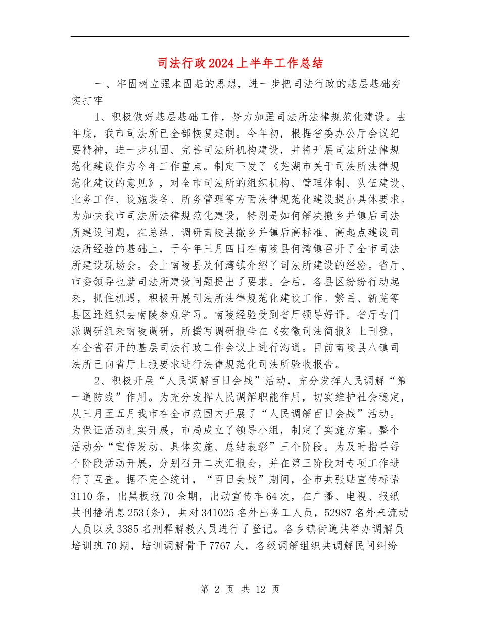 司法行政2024上半年工作总结_第2页