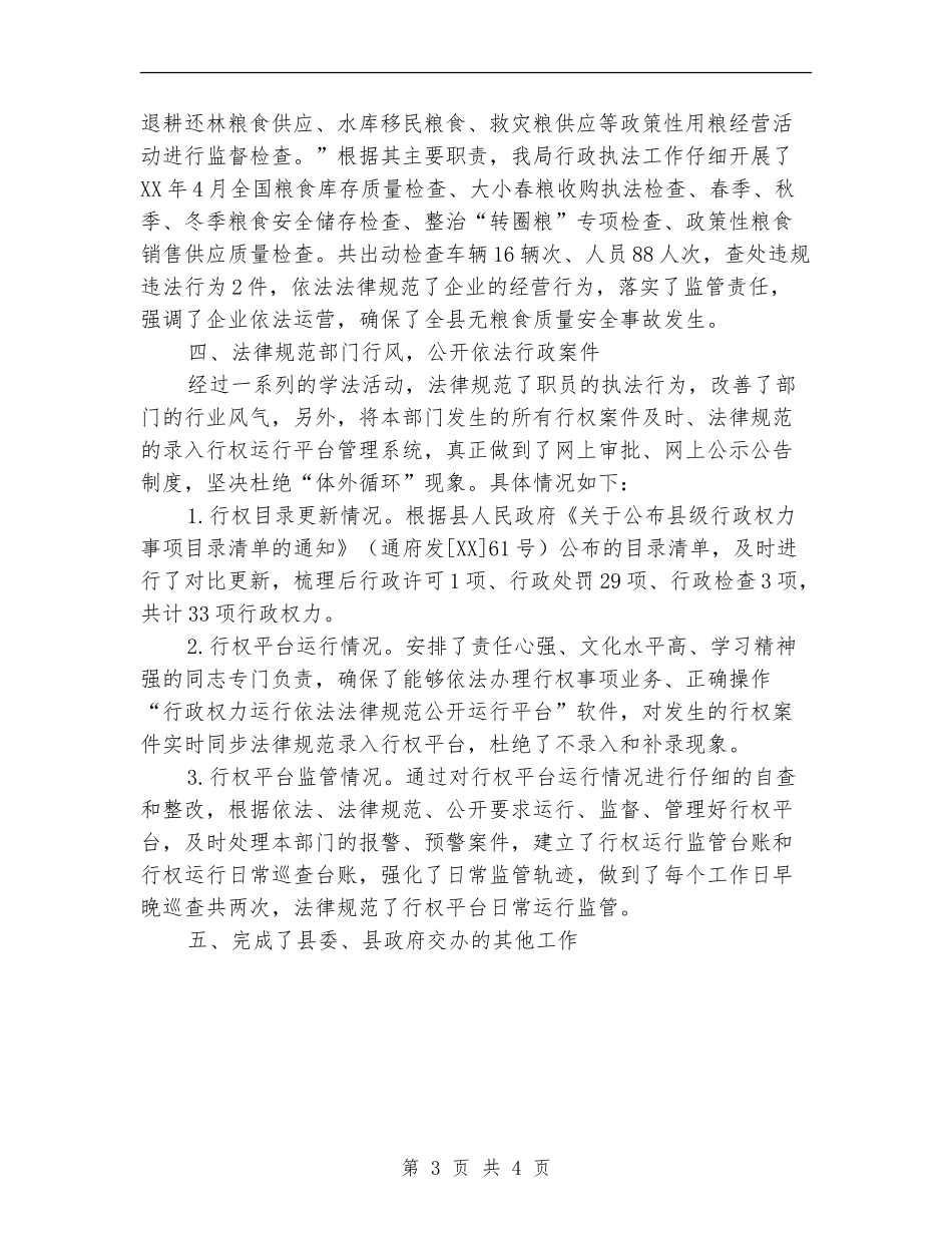 粮食局行政执法大队股室工作总结【新版】_第3页