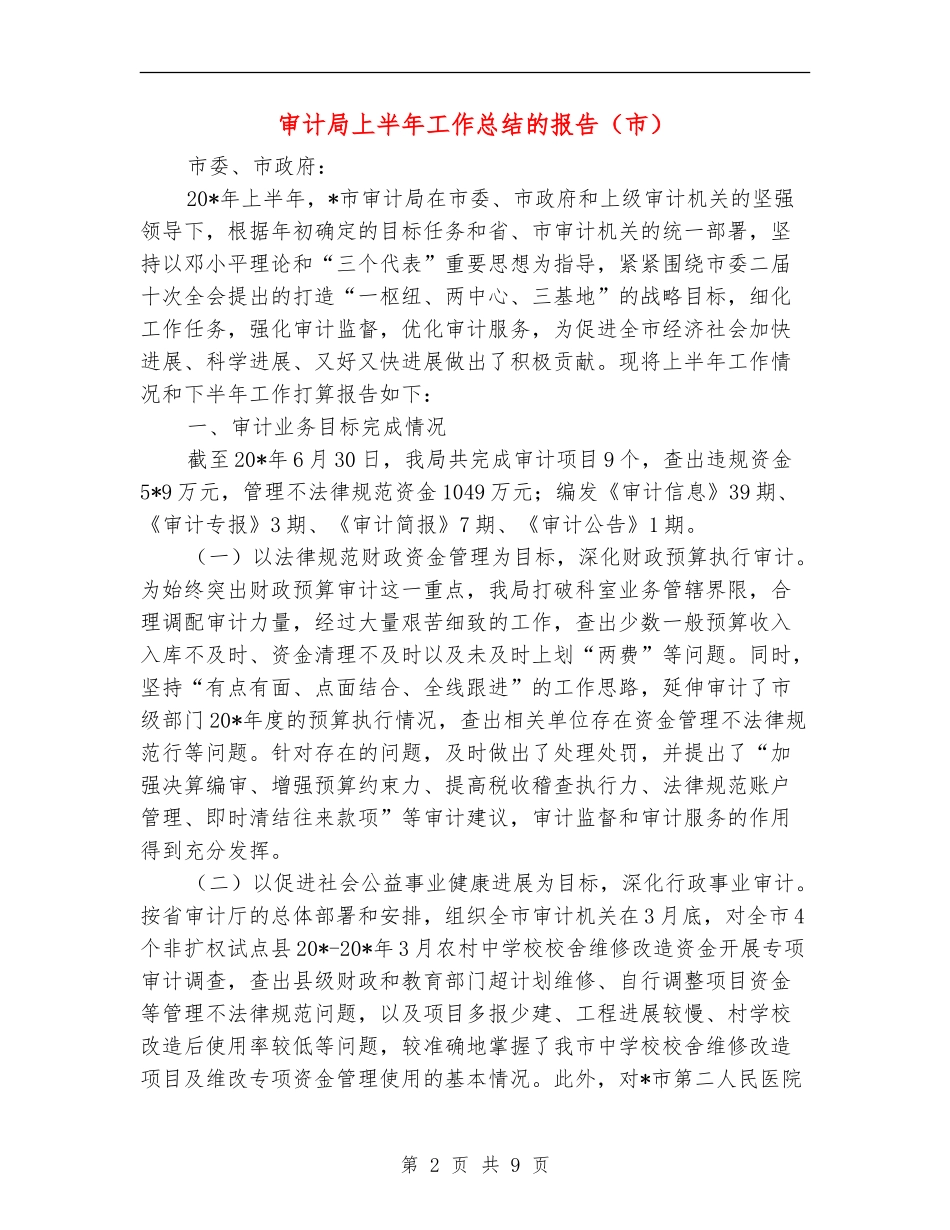 审计局上半年工作总结的报告_第2页