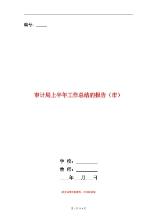 审计局上半年工作总结的报告