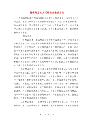 地方水上运输安全整改方案