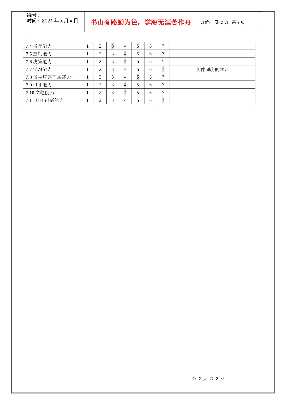 搬运工 职位说明书_第2页