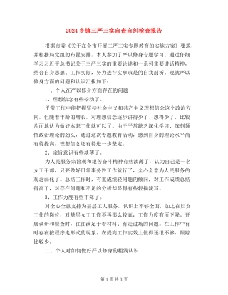 2024乡镇三严三实自查自纠检查报告