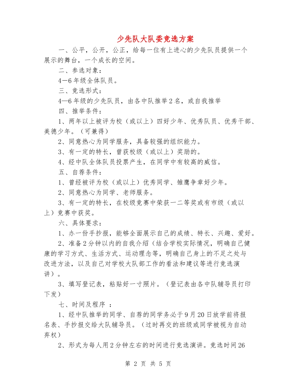 少先队大队委竞选方案_第2页