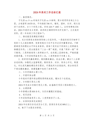 2024年某村工作总结汇报