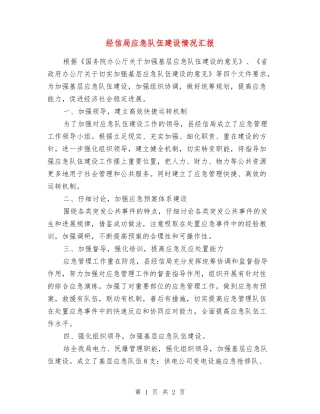 经信局应急队伍建设情况汇报