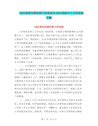 2024技术支持年终工作总结与2024投标个人工作总结汇编