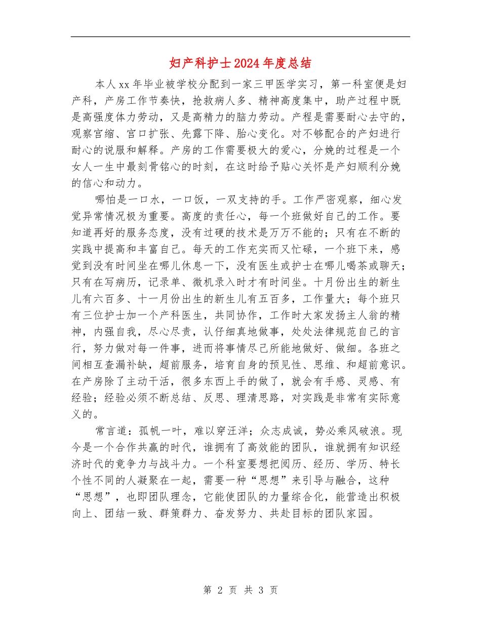 妇产科护士2024年度总结_第2页