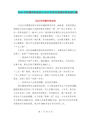 2024年村镇年终总结与2024年村长助理年终总结汇编