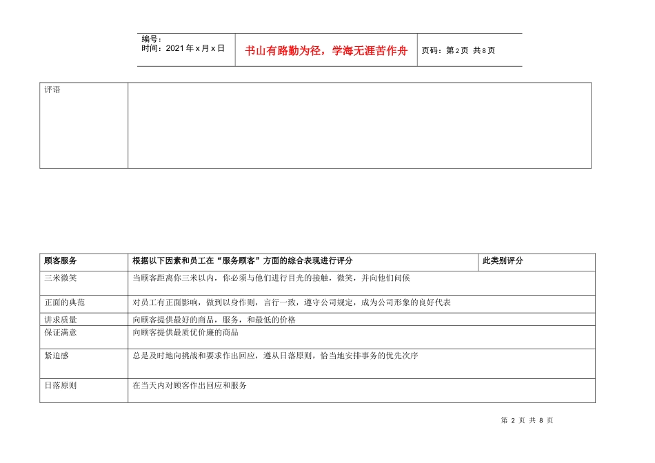 沃尔玛管理层绩效评估表_第2页