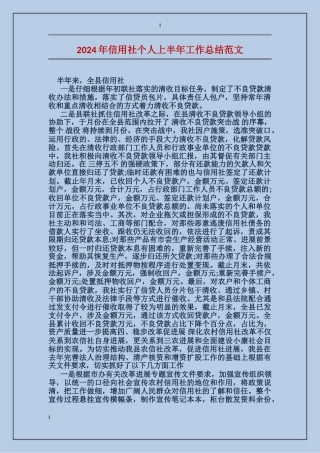 2024年信用社个人上半年工作总结范文