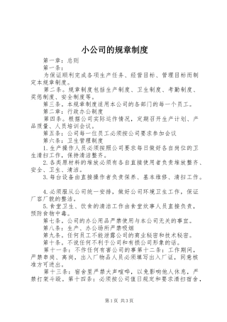 小公司的规章规章制度