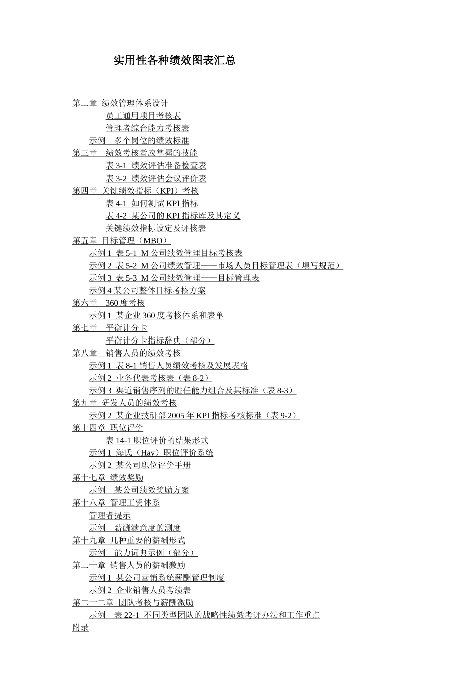 某知名公司实用性各种绩效图表汇总(DOC 148页)_第1页