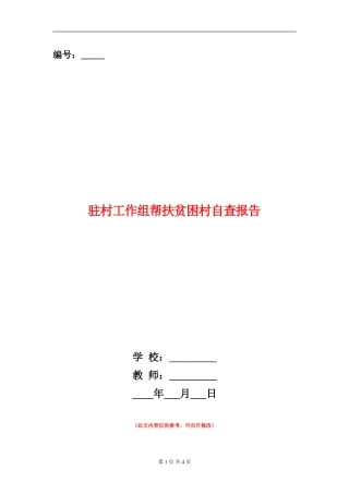 驻村工作组帮扶贫困村自查报告